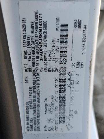 3FADP4BJ5KM143171 - 2019 FORD FIESTA SE 白色 照片 12