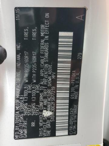 5TDYK3DC2FS677219 - 2015 TOYOTA SIENNA XLE WHITE photo 13