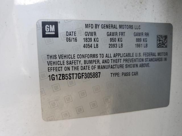 1G1ZB5ST7GF305887 - 2016 CHEVROLET MALIBU LS Weiß Foto 12