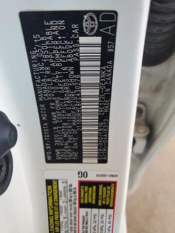 2T1BURHE8FC430276 - 2015 TOYOTA COROLLA L WHITE photo 13