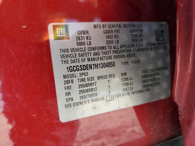 1GCGSDEN7H1304050 - 2017 CHEVROLET COLORADO Z71 RED photo 12