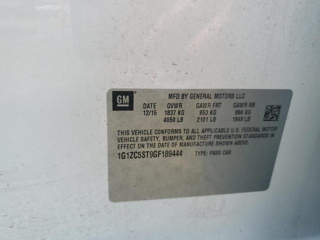 1G1ZC5ST9GF189444 - 2016 CHEVROLET MALIBU LS თეთრი ფოტო 12