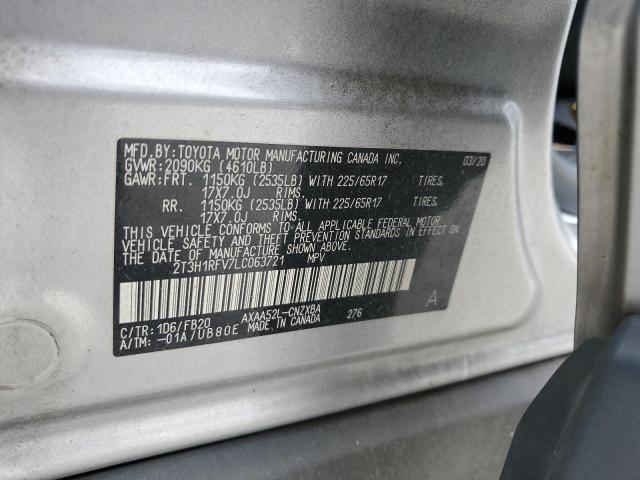 2T3H1RFV7LC063721 - 2020 TOYOTA RAV4 LE Argent photo 13