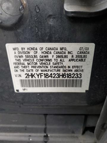 2HKYF18423H618233 - 2003 HONDA PILOT EX GRAY photo 14