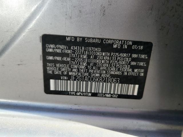 JF2GTACC6K8218063 - 2019 SUBARU CROSSTREK PREMIUM Күміс фото 14