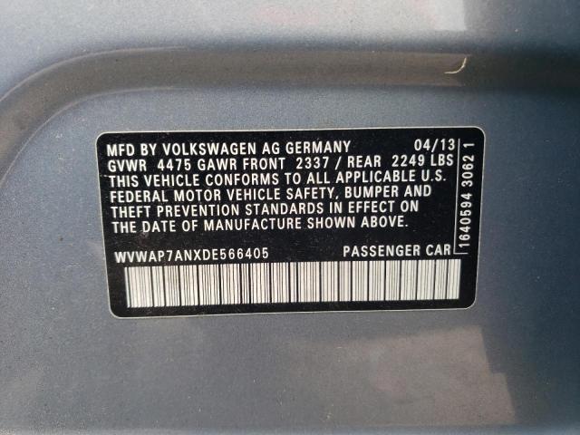 WVWAP7ANXDE566405 - 2013 VOLKSWAGEN CC SPORT ლურჯი ფოტო 13