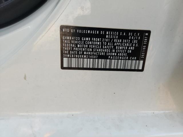 3VWCB7BUXKM214507 - 2019 VOLKSWAGEN JETTA S WHITE photo 12