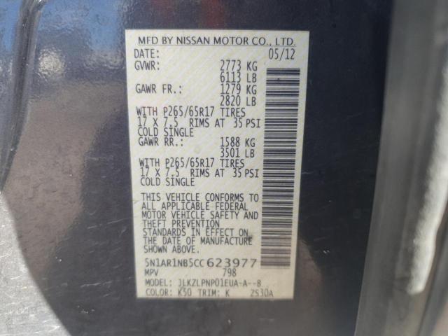 5N1AR1NB5CC623977 - 2012 NISSAN PATHFINDER S Сұр фото 13