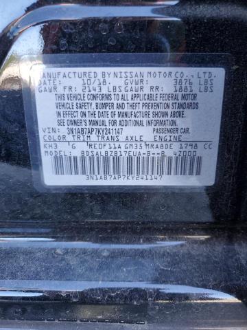 3N1AB7AP7KY241147 - 2019 NISSAN SENTRA S 黑色 照片 12