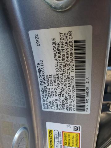 1HGCV1F30NA079226 - 2022 HONDA ACCORD SPORT 灰色 照片 12