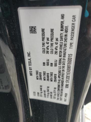 5YJ3E1EA8MF860015 - 2021 TESLA MODEL 3 BLACK photo 13