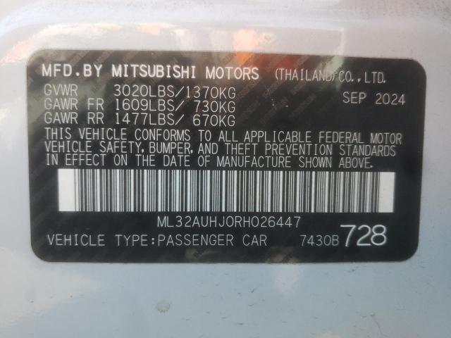 ML32AUHJ0RH026447 - 2024 MITSUBISHI MIRAGE ES WHITE photo 12