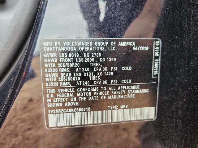 1V2XR2CA8KC560515 - 2019 VOLKSWAGEN ATLAS SE Czarny zdjęcie 14