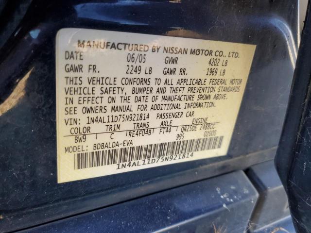 1N4AL11D75N921814 - 2005 NISSAN ALTIMA S Azul foto 12