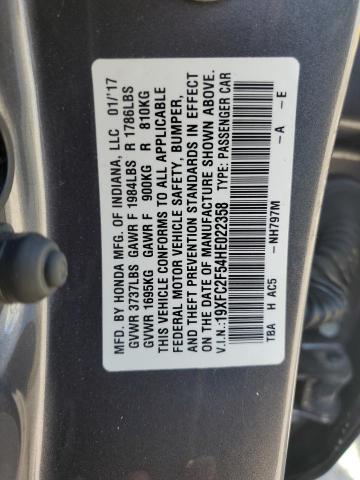 19XFC2F54HE022358 - 2017 HONDA CIVIC LX GRAY photo 13