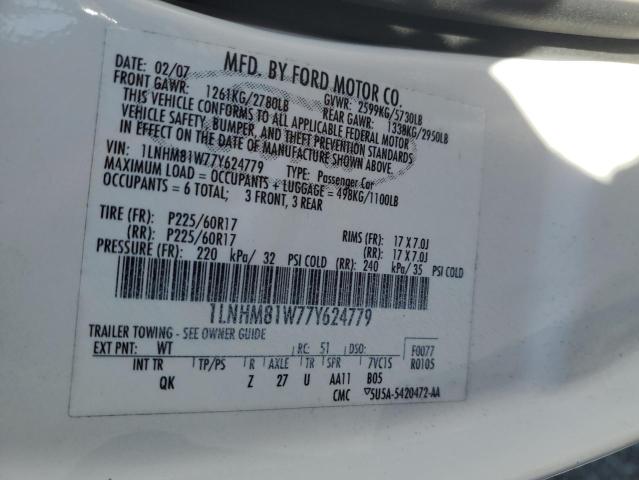 1LNHM81W77Y624779 - 2007 LINCOLN TOWN CAR SIGNATURE Blanc photo 12