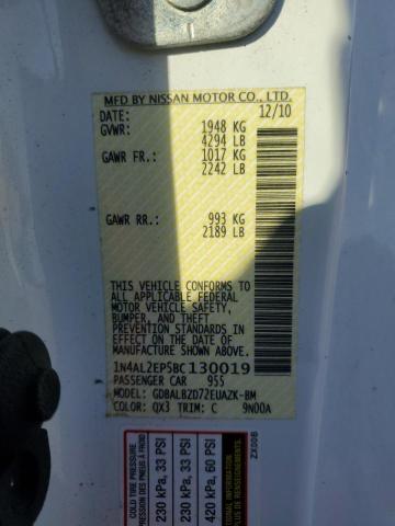 1N4AL2EP5BC130019 - 2011 NISSAN ALTIMA S 白色 照片 12