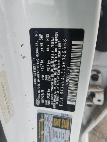 5XXGU4L31GG086668 - 2016 KIA OPTIMA EX WHITE photo 12