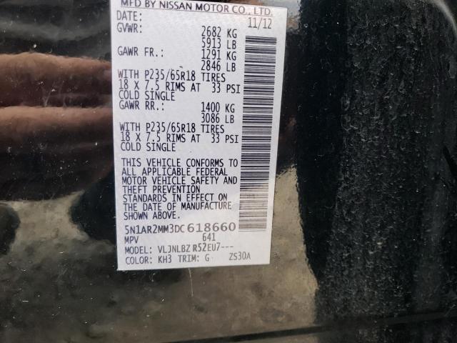 5N1AR2MM3DC618660 - 2013 NISSAN PATHFINDER S 黑色 照片 13