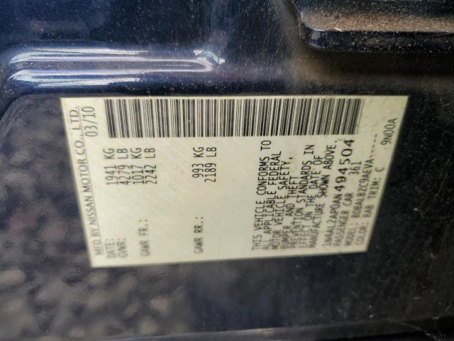 1N4AL2AP0AN494504 - 2010 NISSAN ALTIMA BASE Bleu photo 12
