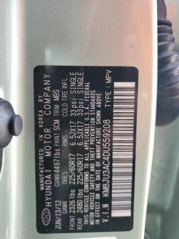 KM8JU3AC4DU559208 - 2013 HYUNDAI TUCSON GLS Зелений фото 14