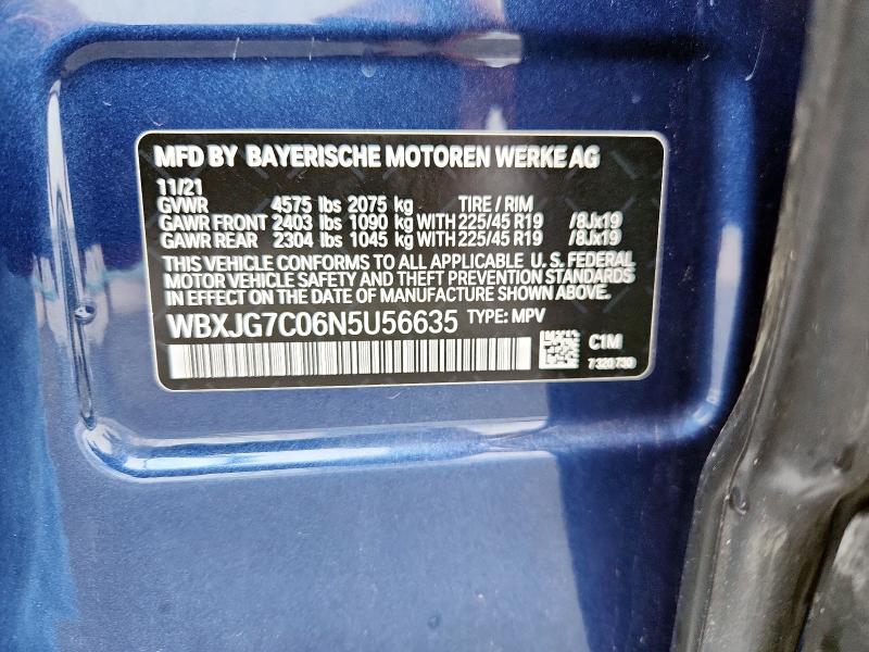 WBXJG7C06N5U56635 - 2022 BMW X1 SDRIVE28I BLUE photo 13