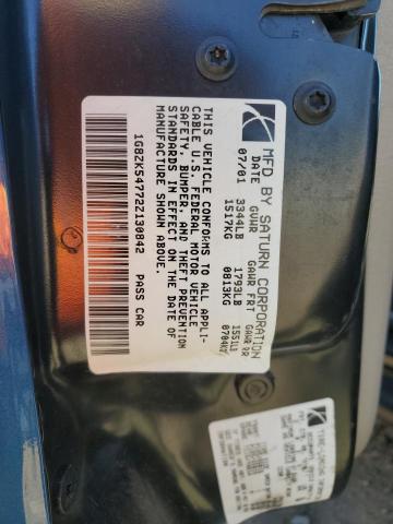 1G8ZK54772Z130842 - 2002 SATURN SL2 BLUE photo 12