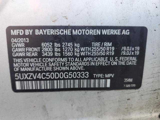 5UXZV4C50D0G50333 - 2013 BMW X5 XDRIVE35I Արծաթագույն լուսանկար 13
