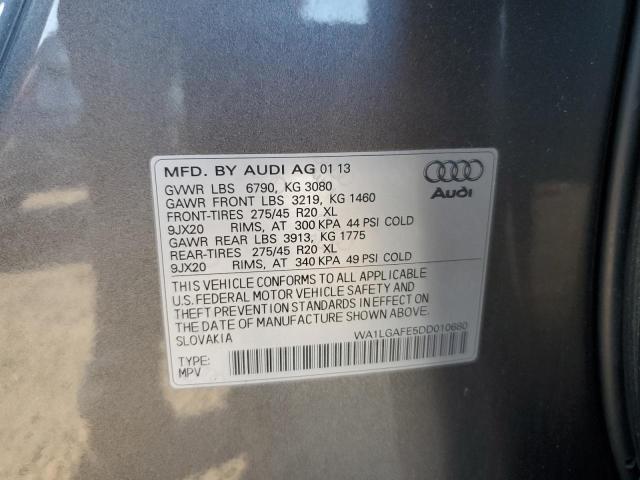 WA1LGAFE5DD010680 - 2013 AUDI Q7 PREMIUM PLUS Сұр фото 12