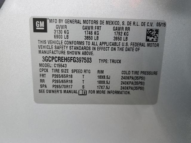 3GCPCREH6FG397503 - 2015 CHEVROLET SILVERADO C1500 LT 银色 照片 12