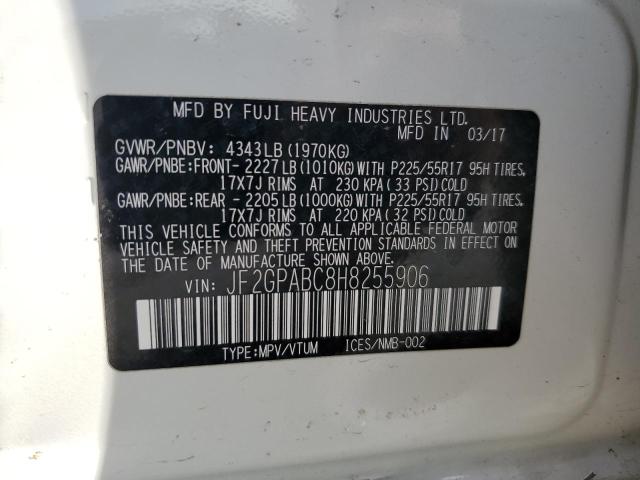 JF2GPABC8H8255906 - 2017 SUBARU CROSSTREK PREMIUM WHITE photo 13