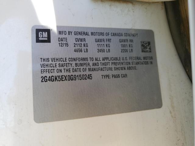 2G4GK5EX0G9150245 - 2016 BUICK REGAL Білий фото 12