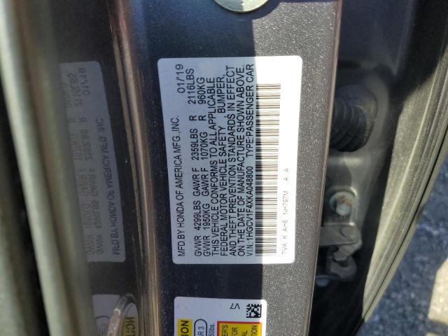 1HGCV1F4XKA048800 - 2019 HONDA ACCORD EX Сұр фото 12