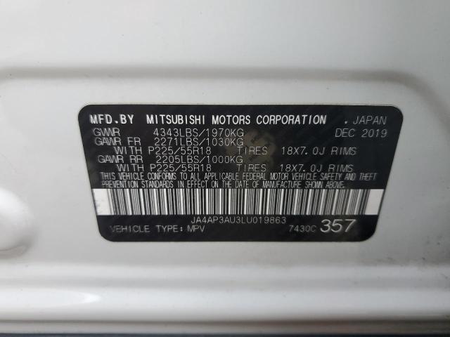 JA4AP3AU3LU019863 - 2020 MITSUBISHI OUTLANDER ES Beyaz fotoğraf 13