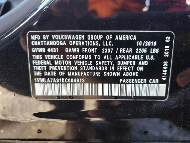 1VWLA7A31KC004813 - 2019 VOLKSWAGEN PASSAT WOLFSBURG 黑色 照片 13