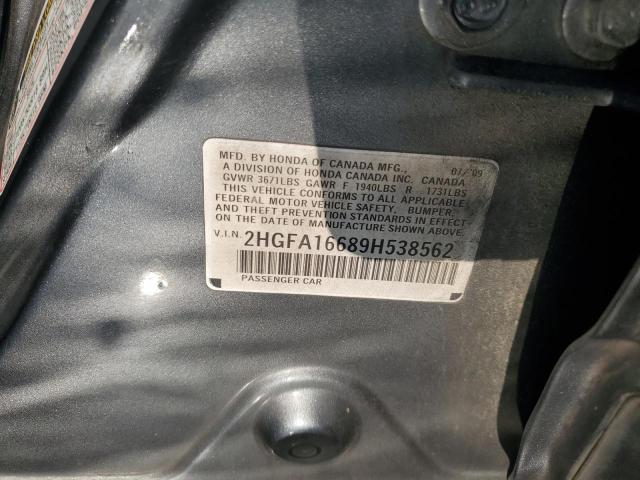 2HGFA16689H538562 - 2009 HONDA CIVIC LX-S Boz foto 12