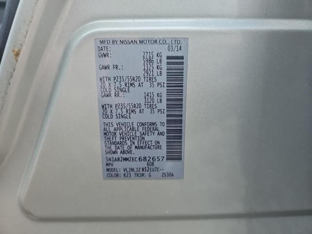 5N1AR2MM2EC682657 - 2014 NISSAN PATHFINDER S SILVER photo 10