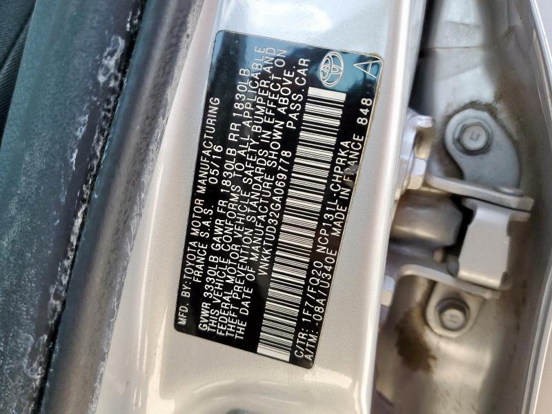 VNKKTUD32GA069778 - 2016 TOYOTA YARIS L SILVER photo 12