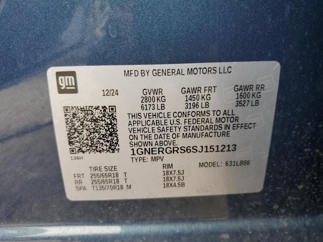 1GNERGRS6SJ151213 - 2025 CHEVROLET TRAVERSE LT 蓝色 照片 13