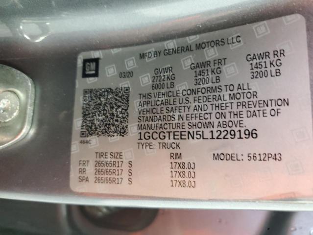 1GCGTEEN5L1229196 - 2020 CHEVROLET COLORADO ZR2 GRAY photo 12