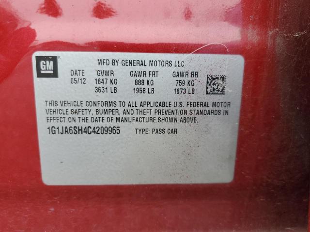 1G1JA6SH4C4209965 - 2012 CHEVROLET SONIC LS წითელი ფოტო 12