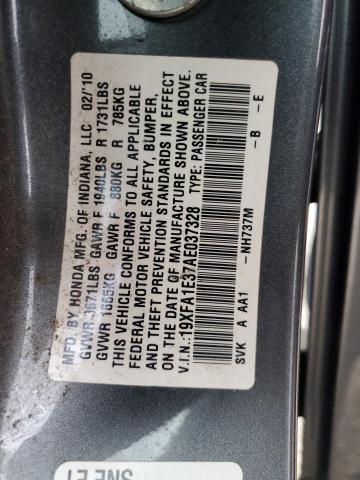 19XFA1E37AE037328 - 2010 HONDA CIVIC VP 灰色 照片 12