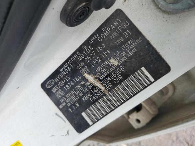 KMHCT4AE8DU496908 - 2013 HYUNDAI ACCENT GLS თეთრი ფოტო 12