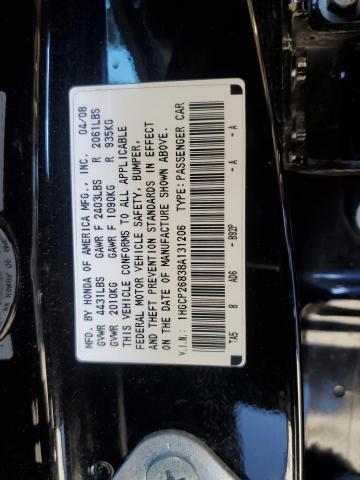 1HGCP26838A131206 - 2008 HONDA ACCORD EXL BLACK photo 12