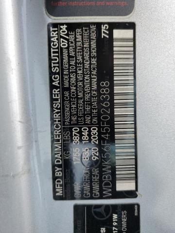 WDBWK56F45F026388 - 2005 MERCEDES-BENZ SLK 350 ვერცხლისფერი ფოტო 12