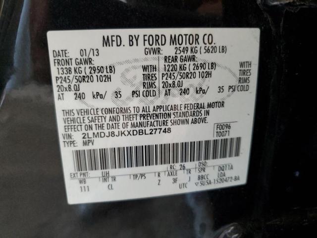 2LMDJ8JKXDBL27748 - 2013 LINCOLN MKX BLACK photo 13