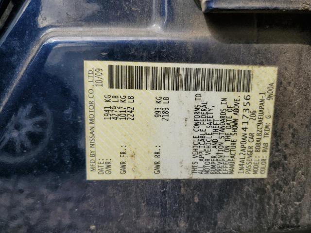 1N4AL2AP0AN417356 - 2010 NISSAN ALTIMA BASE BLUE photo 12