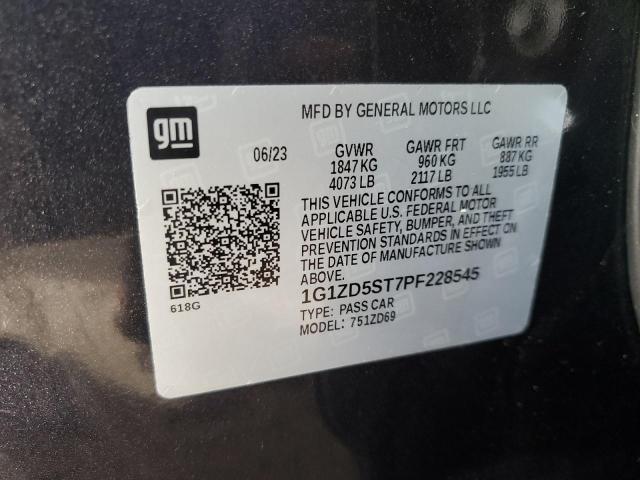 1G1ZD5ST7PF228545 - 2023 CHEVROLET MALIBU LT 石墨色 照片 12