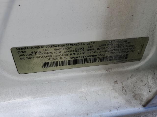 3VWRZ71K69M087223 - 2009 VOLKSWAGEN JETTA SE WHITE photo 12