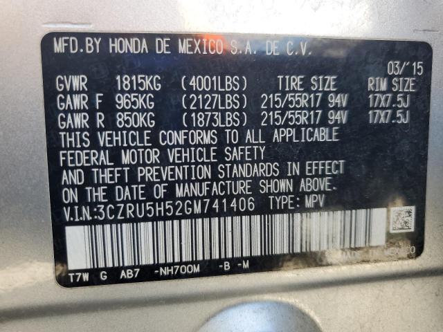 3CZRU5H52GM741406 - 2016 HONDA HR-V EX SILVER photo 13